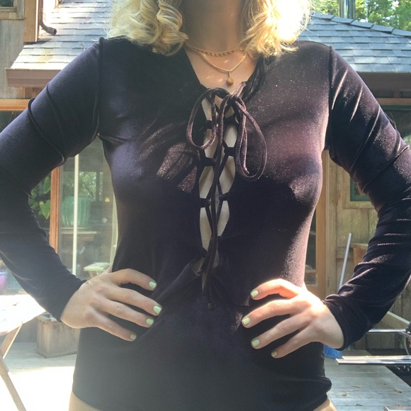 Reformation Velvet Tie Bodysuit - Picture 2 of 7